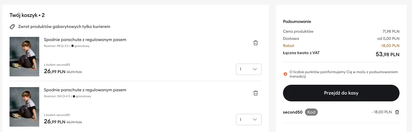 zamówienie z kodem Sinsay