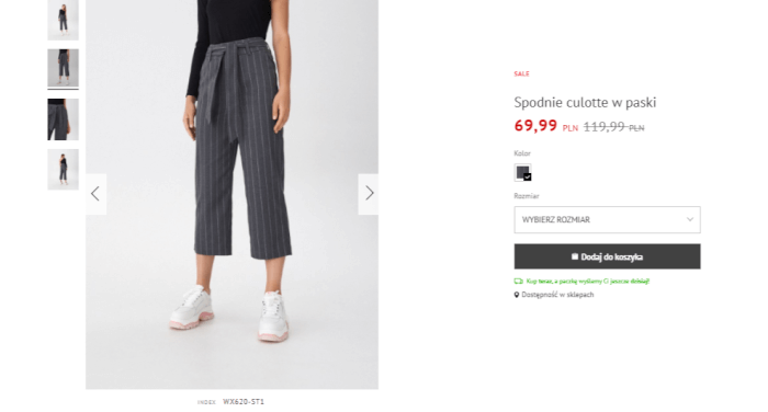 Spodnie typu culotte w paski