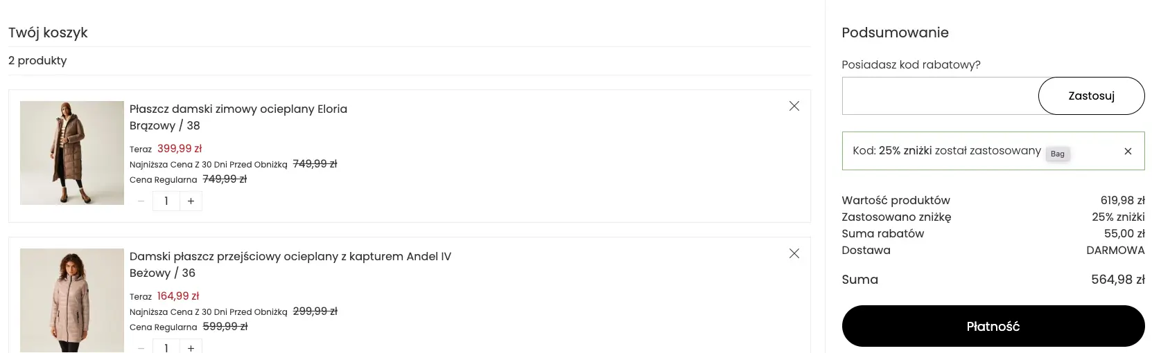 Zamówienie z kodem Regatta