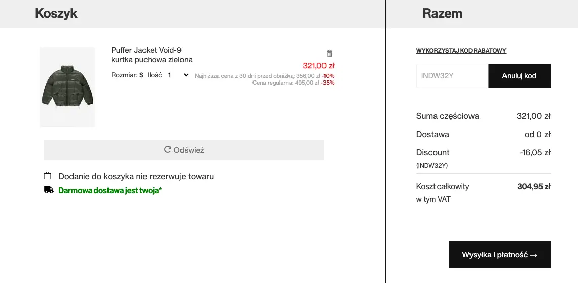 zamówienie z kodem rabatowym Prosto