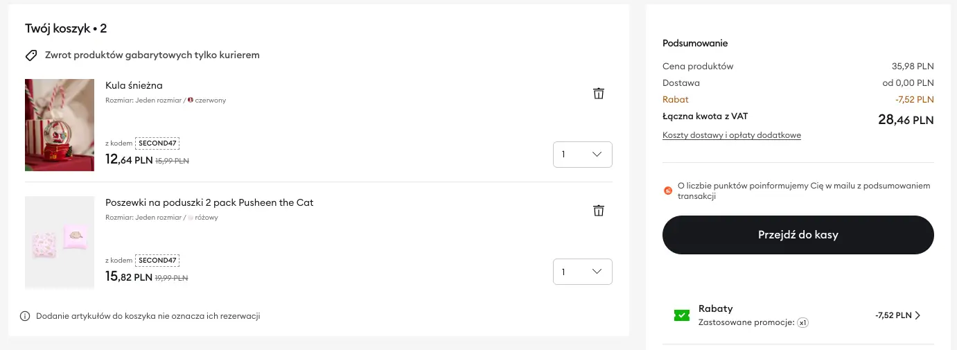 zamówienie z kodem rabatowym sinsay