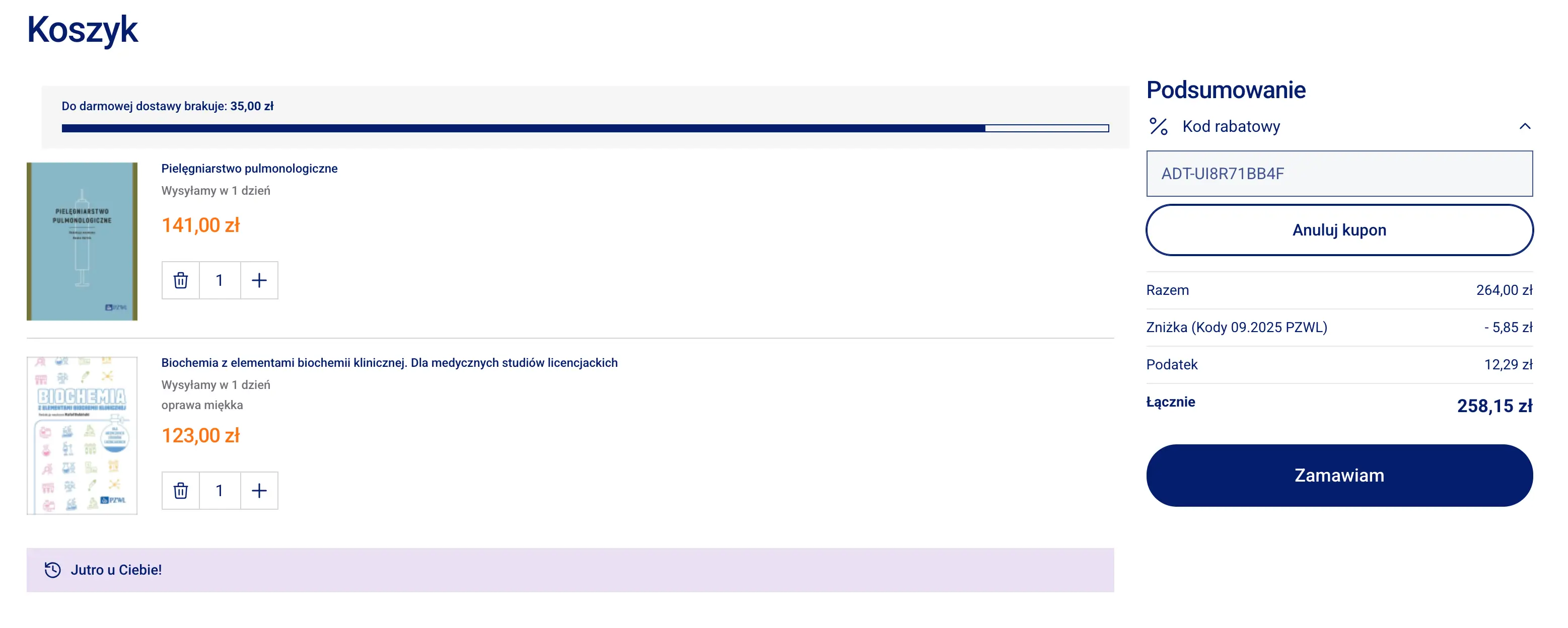 kod rabatowy w koszyku pzwl