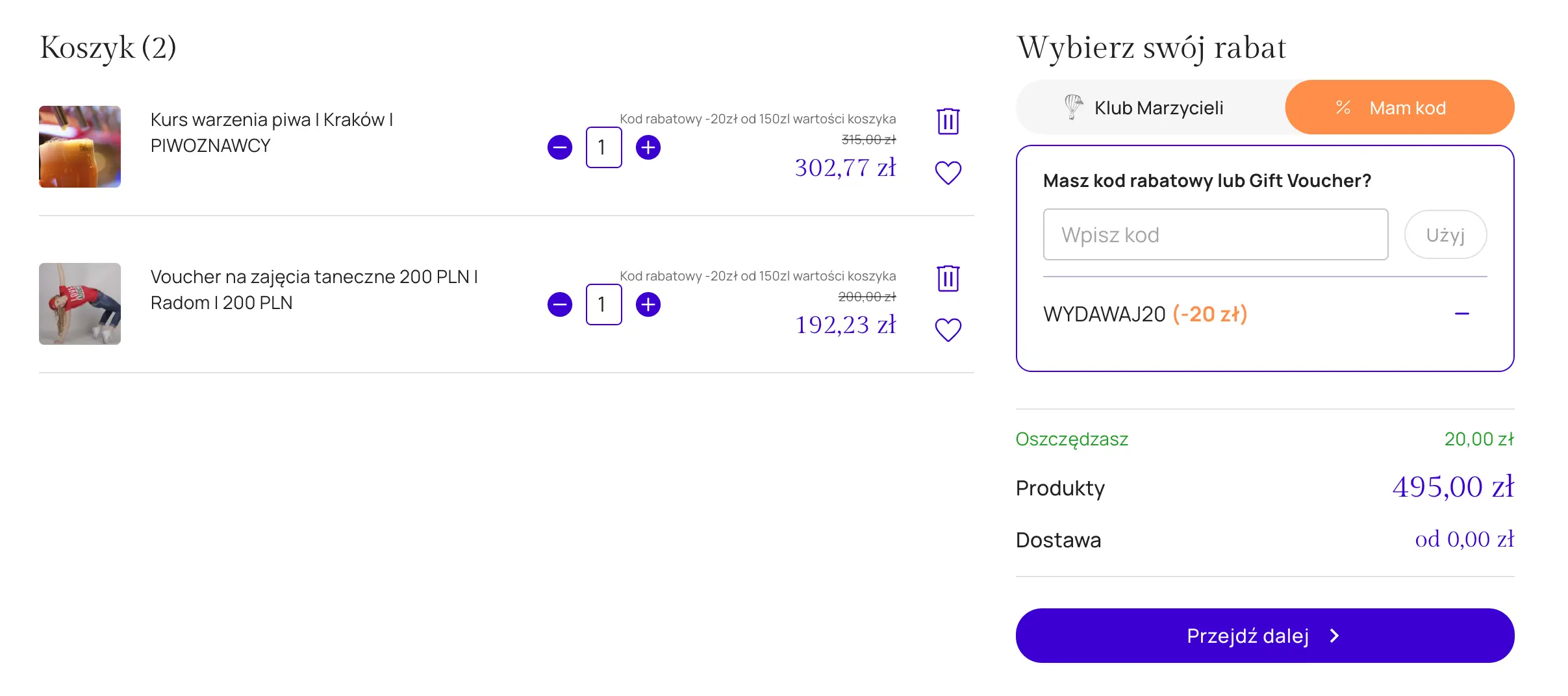 Zamówienie z kodem rabatowym Katalog Marzeń