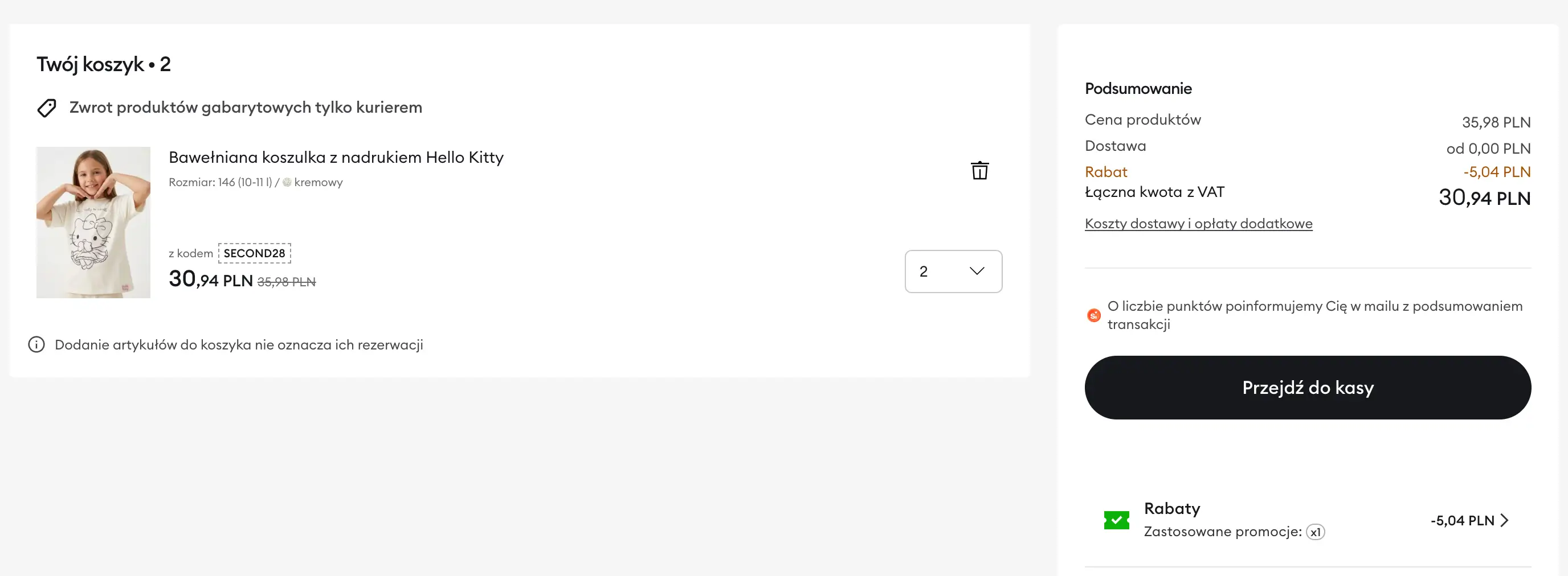 Zamówienie z kodem Sinsay