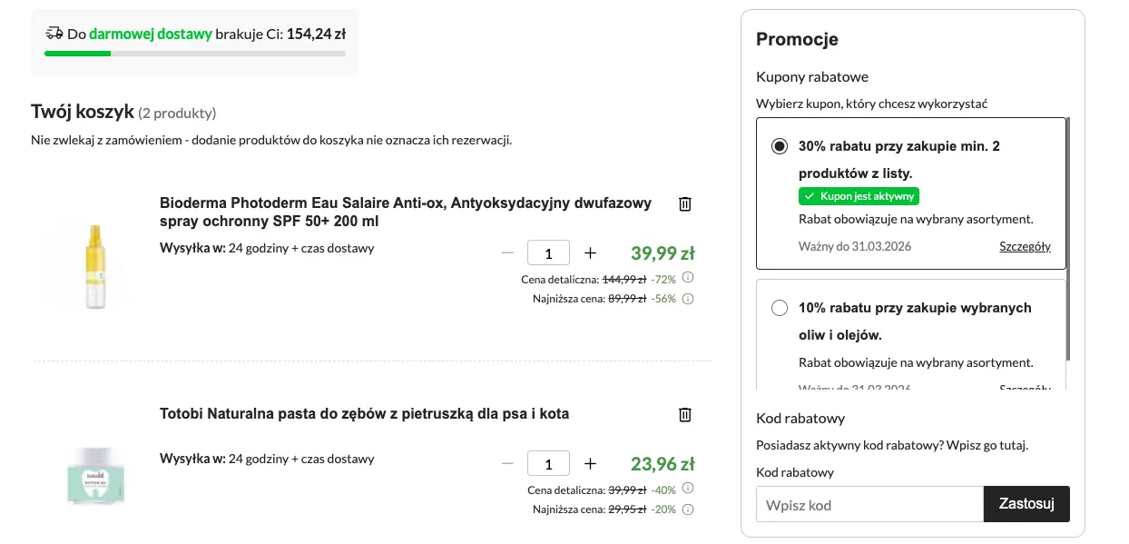 zamówienie z kodem bee