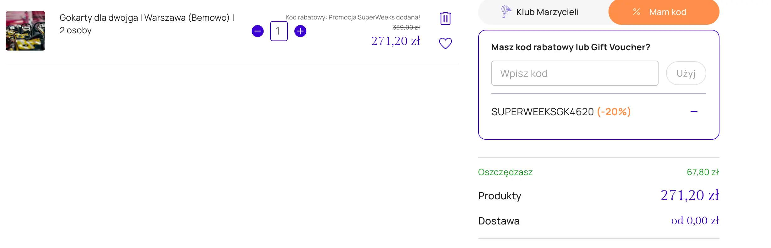 zamówienie z kodem do katalogu marzeń