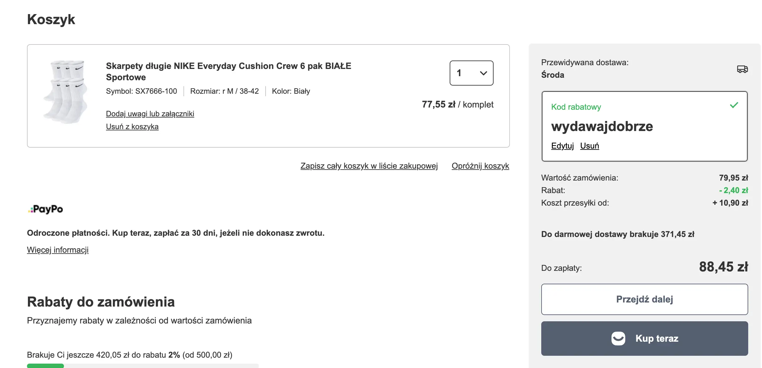 Zamówienie z kodem fun4sport