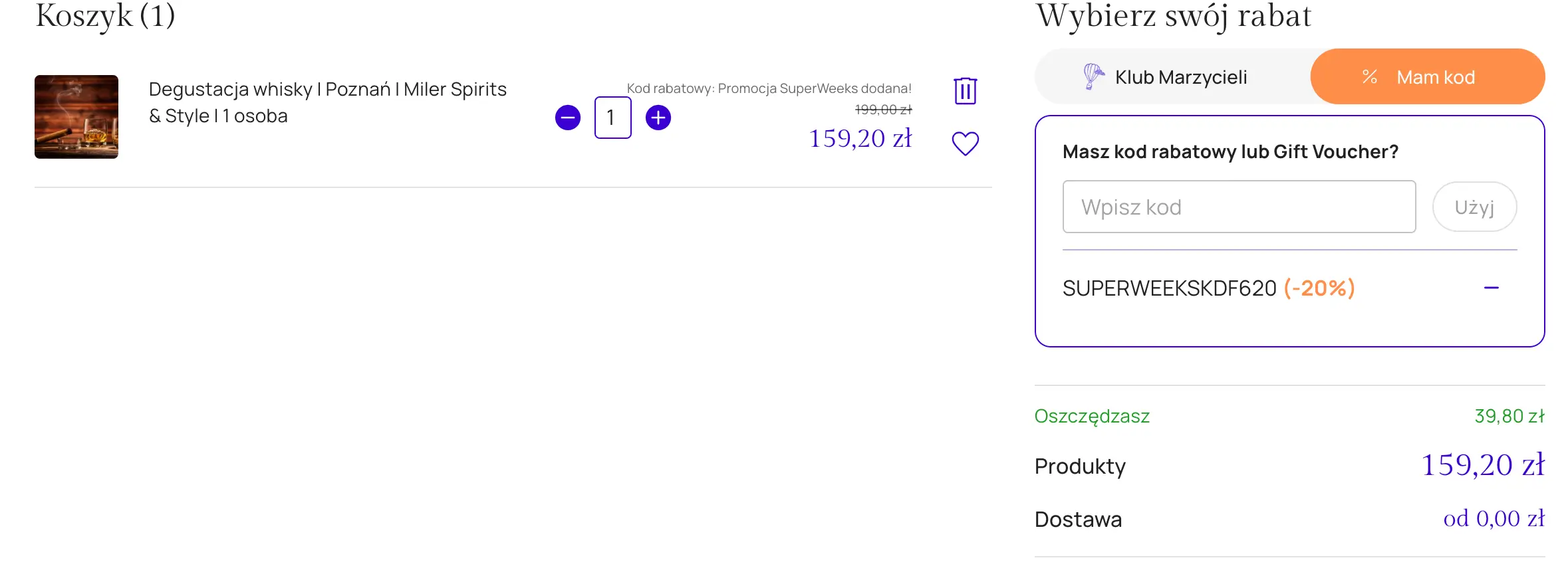 Zamówienie z kodem Katalog Marzeń.