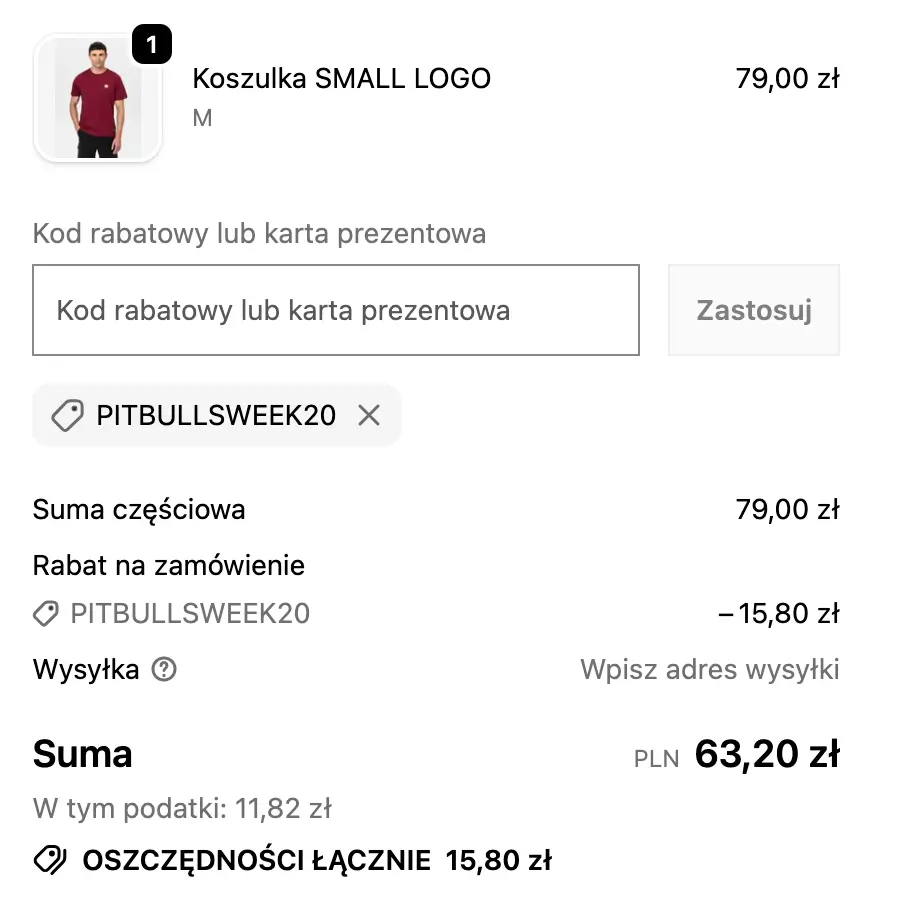 zamówienie z kodem pitbull