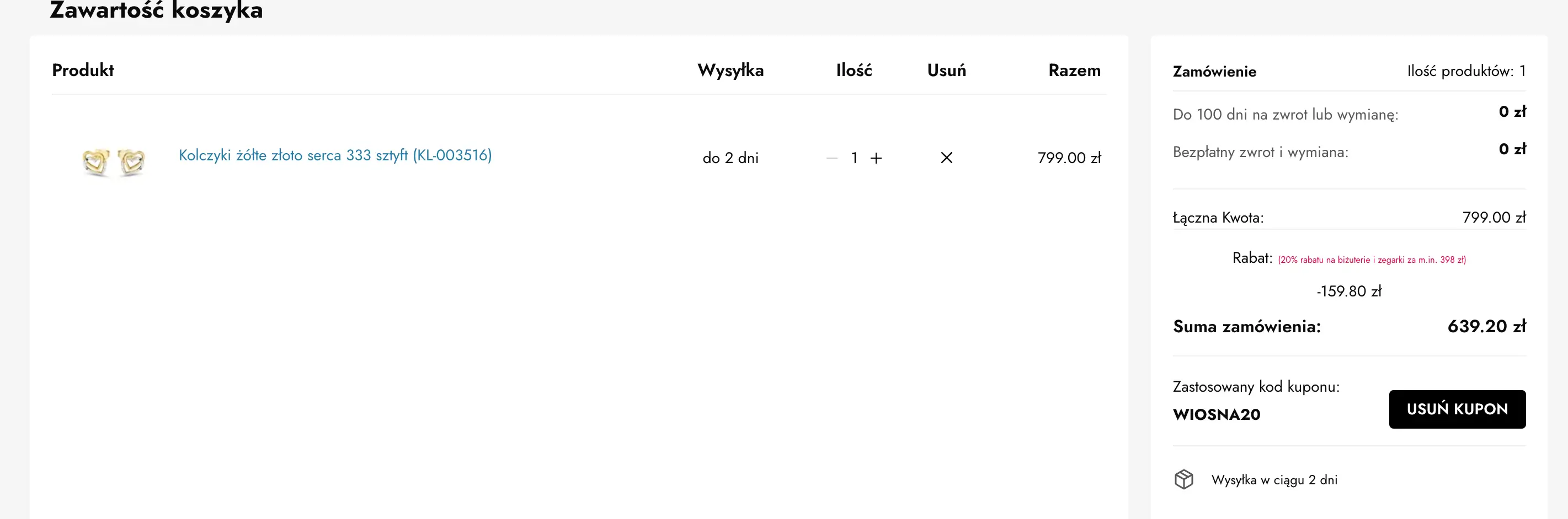 Zamówienie z kodem rabatowym Briju
