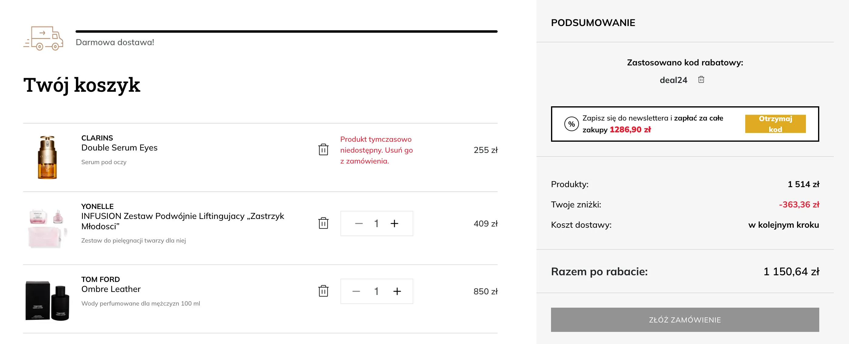 zamówienie z kodem aelia.pl