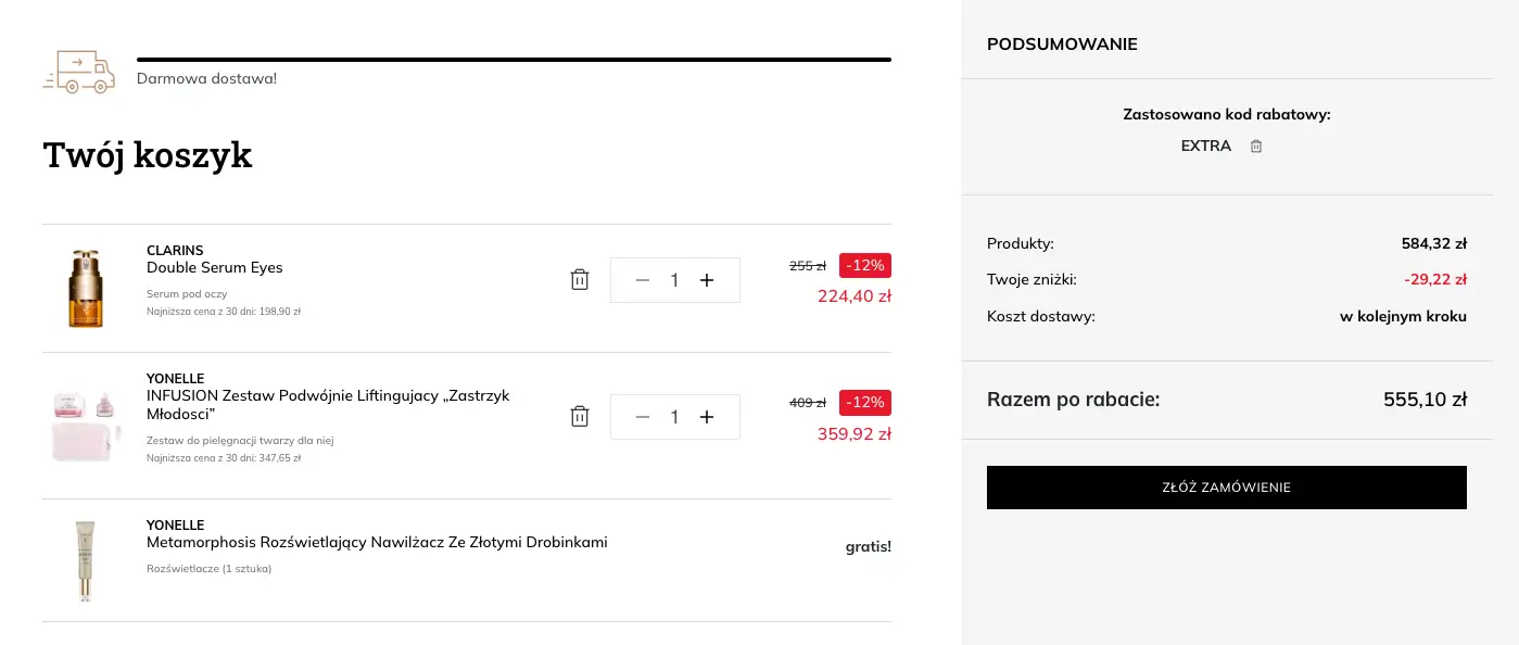 zamówienie z kodem Aelia