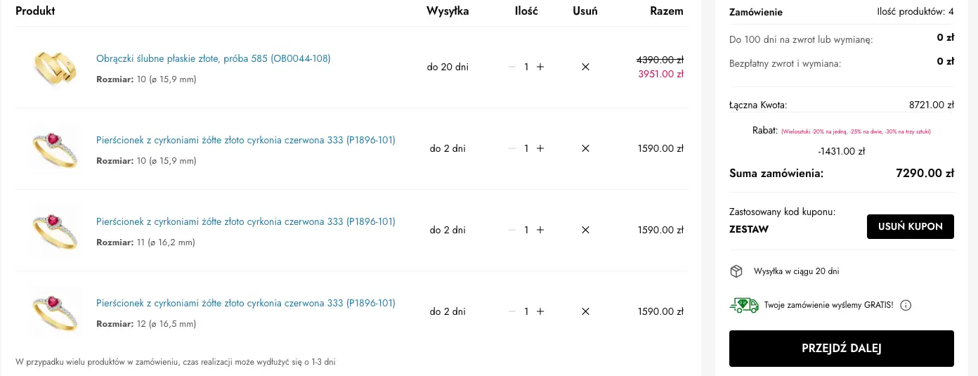 Zamówienie z kodem briju