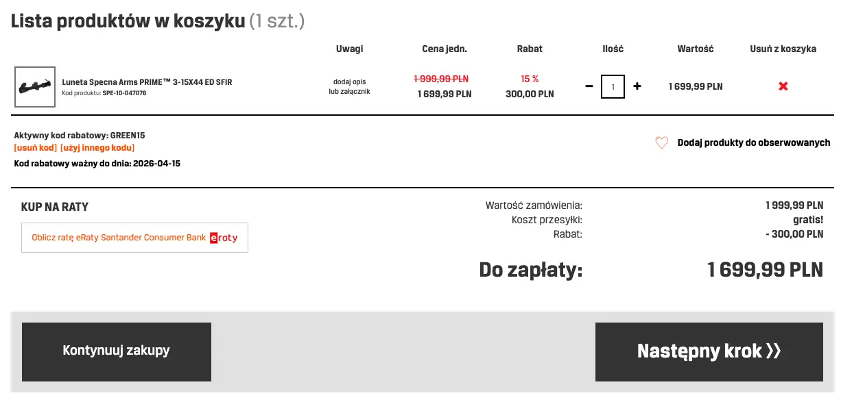 zamówienie z kodem Gunfire