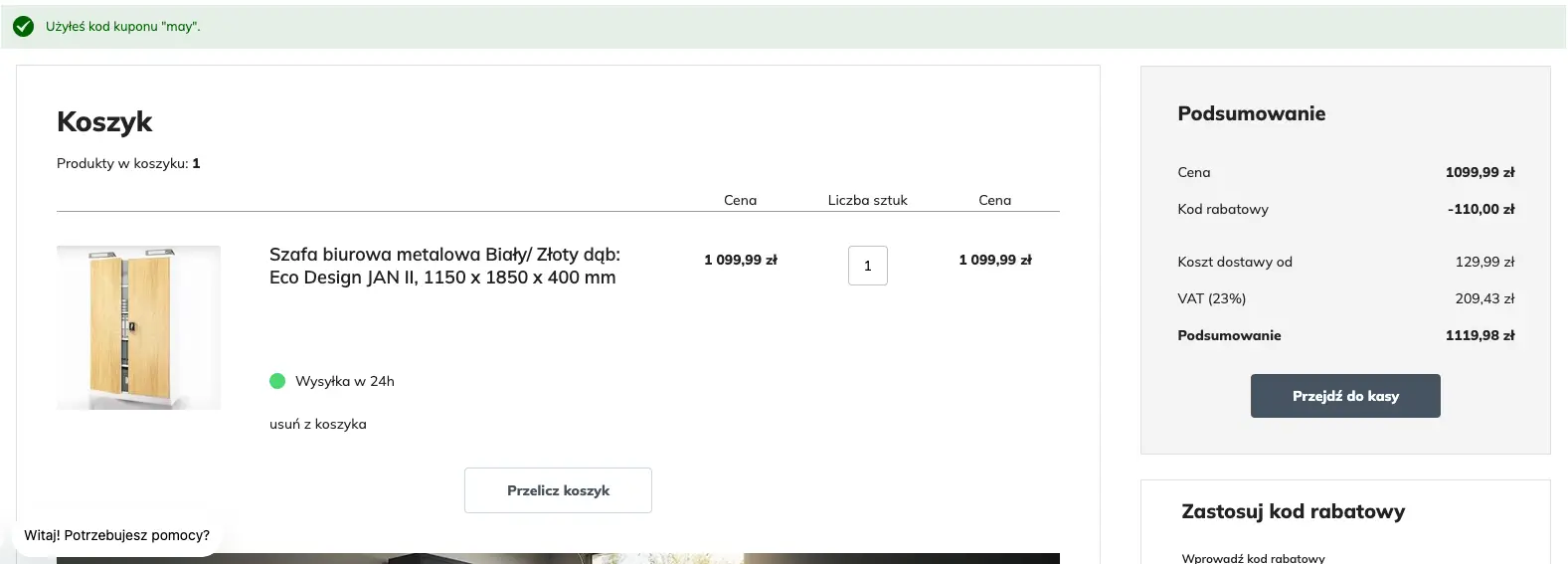 Zamówienie z kodem Jan Nowak