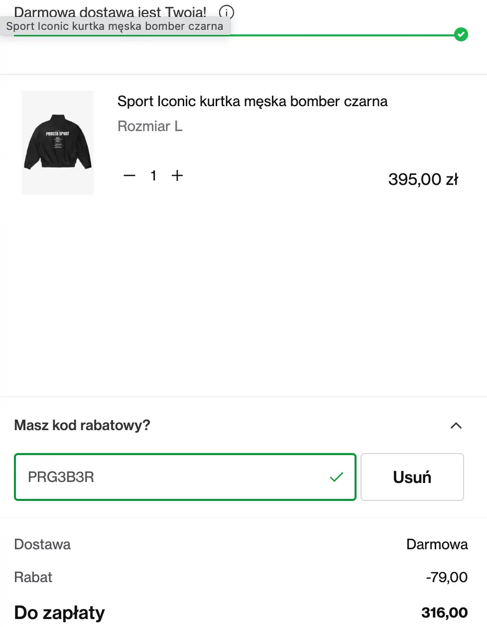 Zamówienie z kodem prosto