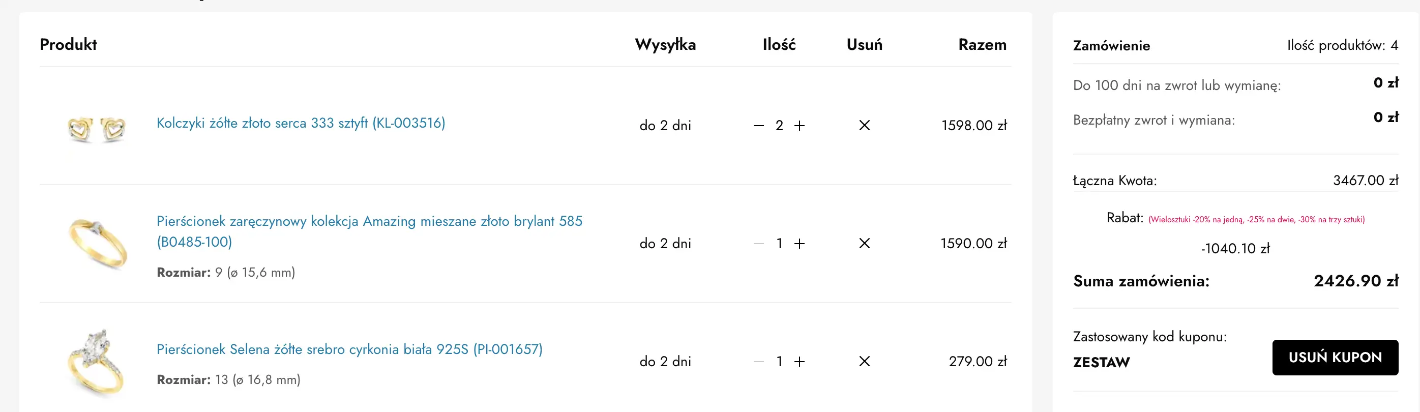 Zamówienie z kodem Briju