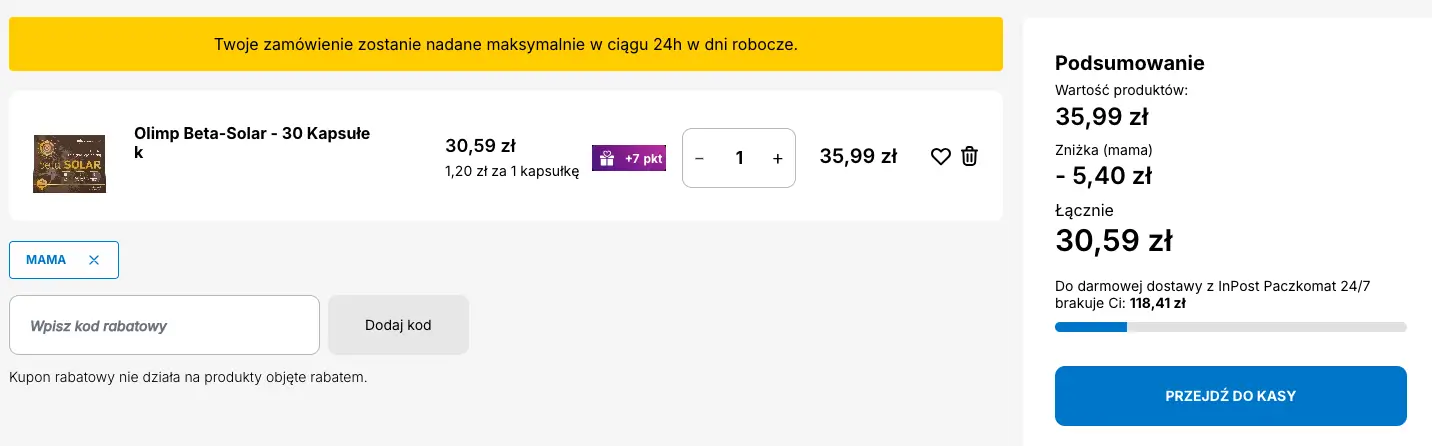 Zamówienie z kodem OlimpLabs