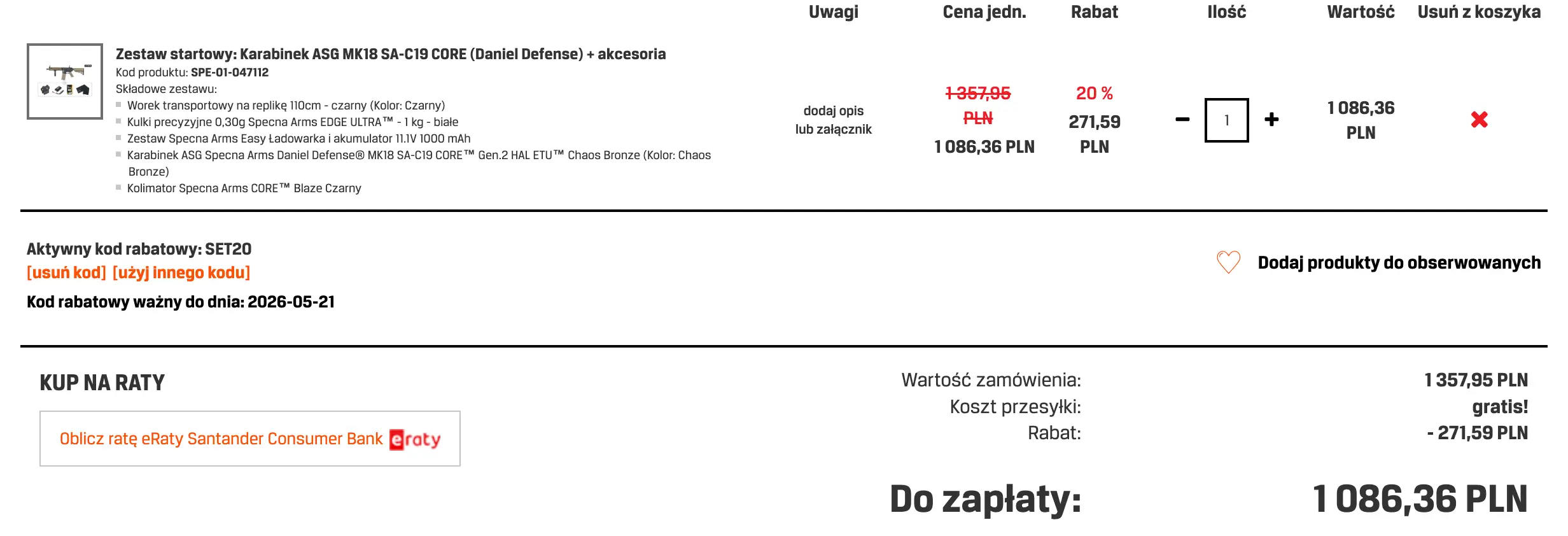 Zamówienie z kodem rabatowym do Gunfire