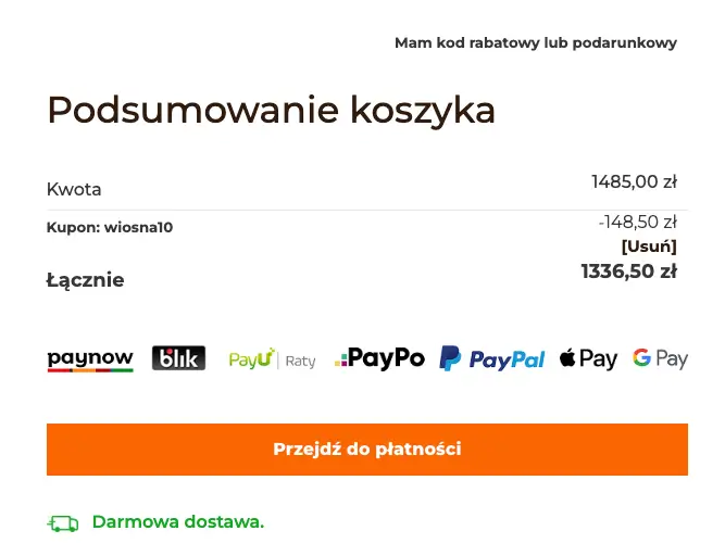 zamówienie z kodem rabatowym senpo