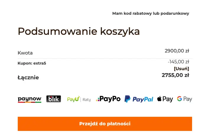 zamówienie z kodem Senpo