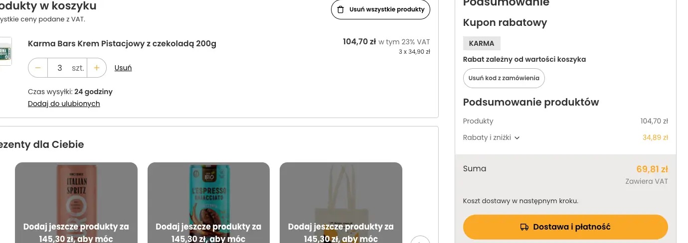 Zamówienie z kodem SklepKawa