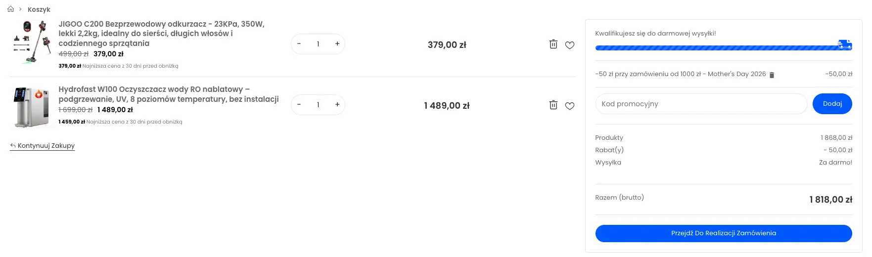 Zamówienie z kodem Zigbuy