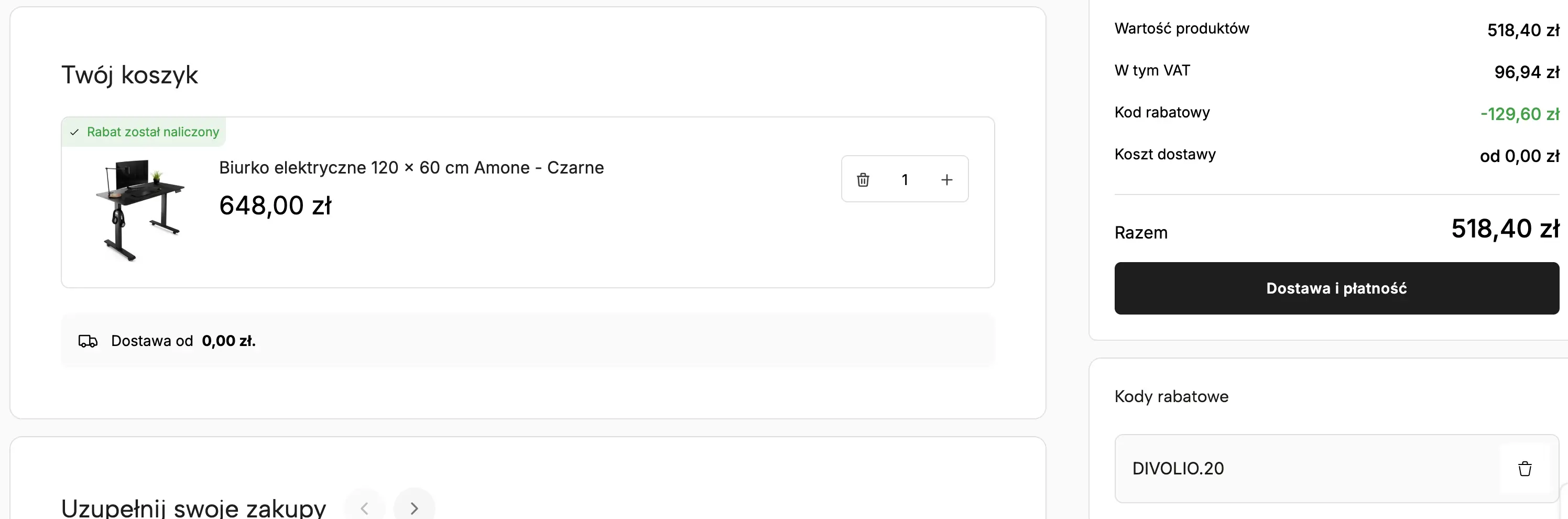 Zamówienie z kodem Di Volio
