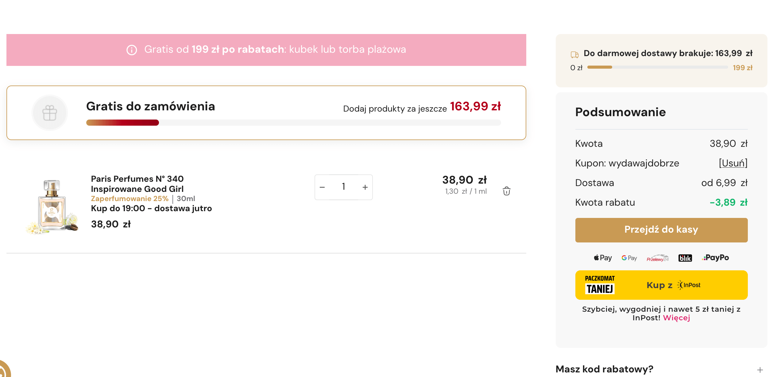 kod rabatowy -10% na cały asortyment w sklepie Paryskie perfumy dający 10% zniżki na wszytsko.