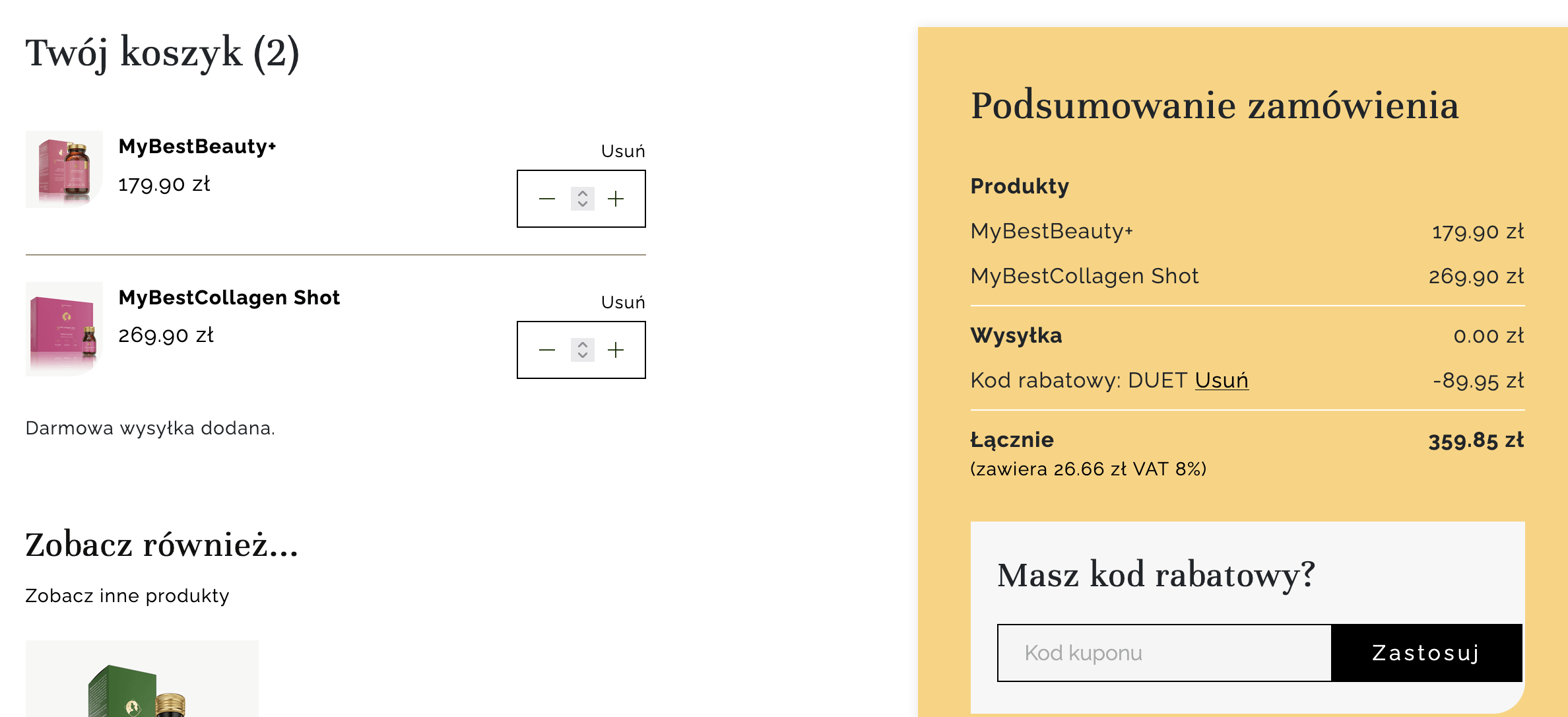 kod rabatowy -50% na drugi suplement w sklepie MyBestPharm.